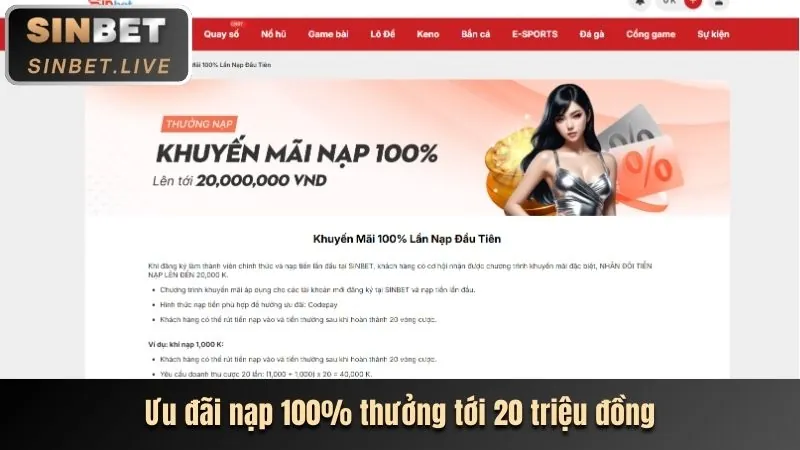 Thưởng chào mừng tiền gửi đầu tiên
